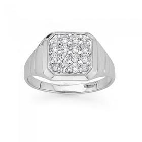 Sterling-Silver-Square-Cubic-Zirconia-Gents-Ring on sale