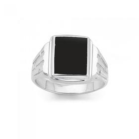 Silver-Onyx-Gents-Ring on sale