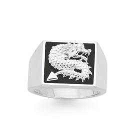 Silver-Onyx-Dragon-Gents-Ring on sale