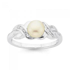 Sterling-Silver-Freshwater-Pearl-Cubic-Zirconia-Crossover-Ring on sale