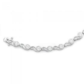 Sterling-Silver-Cubic-Zirconia-Scroll-Bracelet on sale