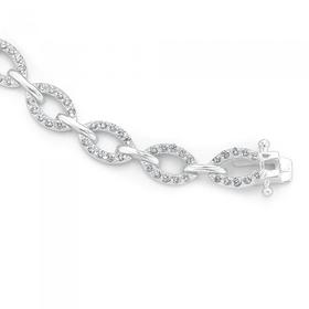 Sterling-Silver-Cubic-Zirconia-Link-Bracelet on sale