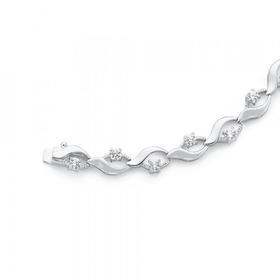 Sterling-Silver-Cubic-Zirconia-Crossover-Loop-Bracelet on sale