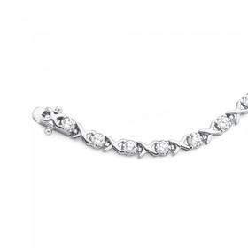 Sterling+Silver+Hugs+%26+Kisses+Cubic+Zirconia+Bracelet