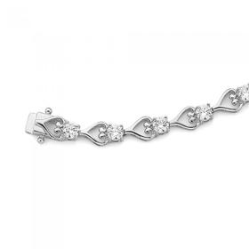 Sterling-Silver-Cubic-Zirconia-Heart-Bracelet on sale
