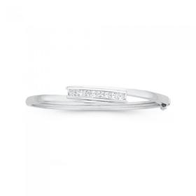 Sterling-Silver-Cubic-Zirconia-Crossover-Bangle on sale