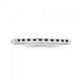 Sterling-Silver-Black-White-Cubic-Zirconia-Bangle on sale