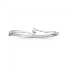 Sterling-Silver-Cubic-Zirconia-Bangle on sale