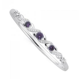 Sterling-Silver-Violet-Cubic-Zirconia-Heart-Kiss-Bangle on sale