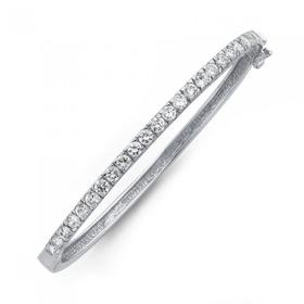 Silver-Cubic-Zirconia-Claw-Set-Hinge-Bangle on sale