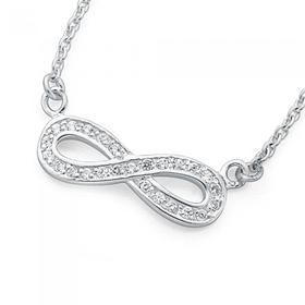 Sterling-Silver-Cubic-Zirconia-Infinity-Necklace on sale