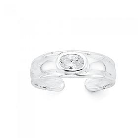 Silver+Oval+Cubic+Zirconia+Toe+Ring