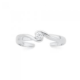 Sterling+Silver+Cubic+Zirconia+Solitaire+Toe+Ring