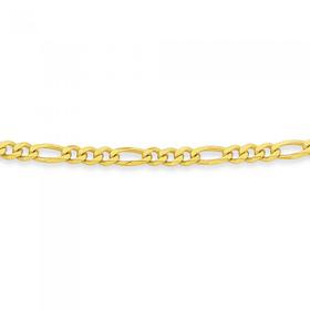 9ct+Gold+50cm+Solid+Figaro+3%2B1+Chain