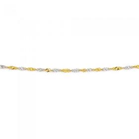 9ct+Gold+Two+Tone+50cm+Solid+Singapore+Chain