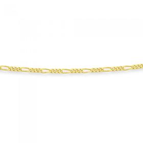 9ct+Gold+48cm+Solid+Figaro+3%2B1+Chain