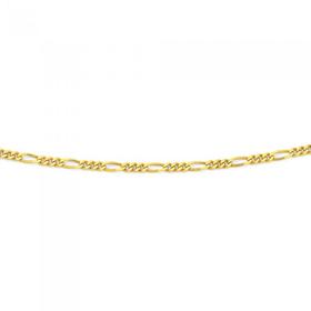 9ct+Gold+45cm+Solid+Figaro+3%2B1+Chain