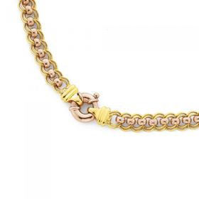 Solid-9ct-Yellow-Gold-Rose-Gold-45cm-Double-Rollo-Necklace on sale