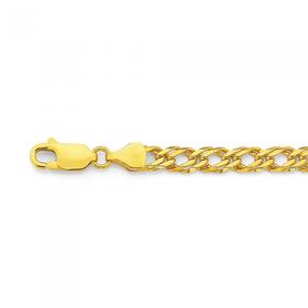 Solid-9ct-Gold-19cm-Diamond-Cut-Double-Curb-Bracelet on sale