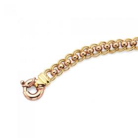 Solid-9ct-Yellow-Gold-Rose-Gold-195cm-Rollo-Bracelet-with-Bolt-Ring on sale