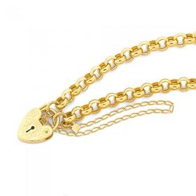 9ct-Gold-19cm-Round-Belcher-Bracelet-with-Padlock on sale