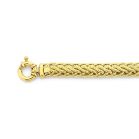 9ct-Gold-19cm-Wheat-Bracelet-with-Bolt-Ring on sale