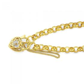 9ct+Gold+19cm+Solid+Belcher+Padlock+Bracelet