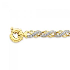 9ct-Gold-19cm-Cubic-Zirconia-Infinity-Link-Bolt-Ring-Bracelet on sale