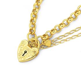 9ct-Gold-19cm-Belcher-Bracelet-with-Padlock on sale