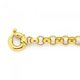 Solid-9ct-Gold-20cm-Round-Belcher-Bracelet-with-Bolt-Ring on sale