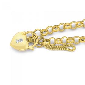 9ct-Gold-19cm-Belcher-Bracelet-with-Diamond-Set-Padlock on sale