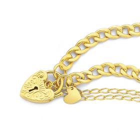 9ct-Gold-19cm-Curb-Bracelet-with-Padlock on sale