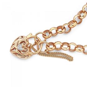 9ct-Gold-Rose-Gold-Solid-Diamond-Padlock-Bracelet on sale