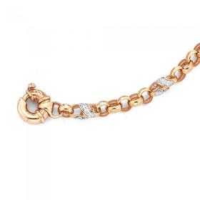 9ct-Rose-Gold-19cm-Cubic-Zirconia-twist-Link-Bracelet on sale