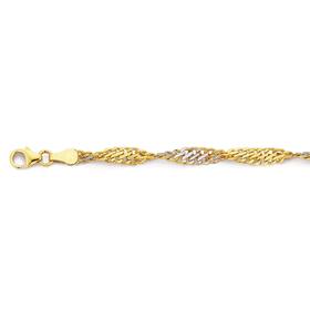 9ct+Gold%2C+19cm+Two+Tone+Twist+Bracelet