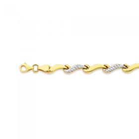 9ct-Gold-19cm-Two-Tone-Diamond-Cut-Bracelet on sale