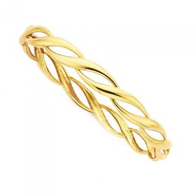 9ct-Gold-65mm-Solid-Oval-Wave-Bangle on sale