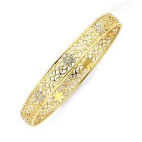 9ct-Gold-Two-Tone-65mm-Solid-Bangle on sale