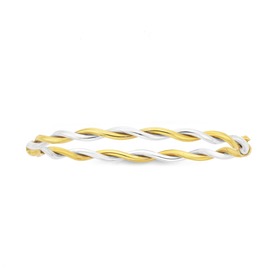 9ct+Two+Tone+Twisted+Hinged+Bangle