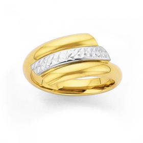 9ct+Gold+Two+Tone+Diamond-Cut+Dress+Ring