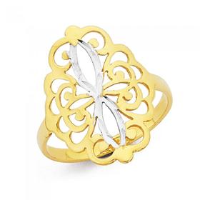 9ct-Gold-Two-Tone-Oval-Filigree-Ring on sale