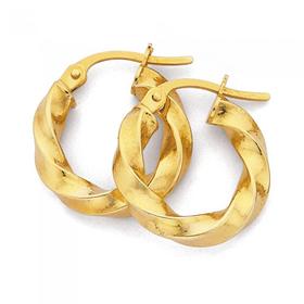9ct-Gold-3x10mm-Twist-Hoop-Earrings on sale