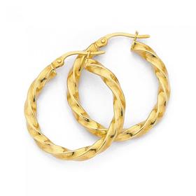 9ct-Gold-3x20mm-Twist-Hoop-Earrings on sale