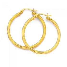 9ct-Gold-25mm-Twist-Hoop-Earrings on sale