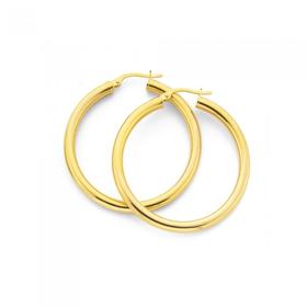 9ct-Gold-30mm-Polished-Hoop-Earrings on sale