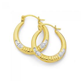 9ct+Gold+Two+Tone+Creole+Earrings