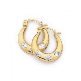 9ct-Gold-Two-Tone-Triple-Hearts-Creole-Earrings on sale