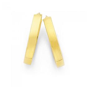 9ct+Gold+4x15mm+Squared+Hoop+Earrings