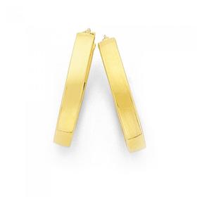 9ct-Gold-4x15mm-Squared-Hoop-Earrings on sale