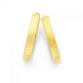 9ct-Gold-Squared-Tube-Oval-Hoop-Earrings on sale